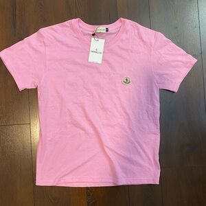 Moncler men’s pink medium shirt logo new short sleeve top